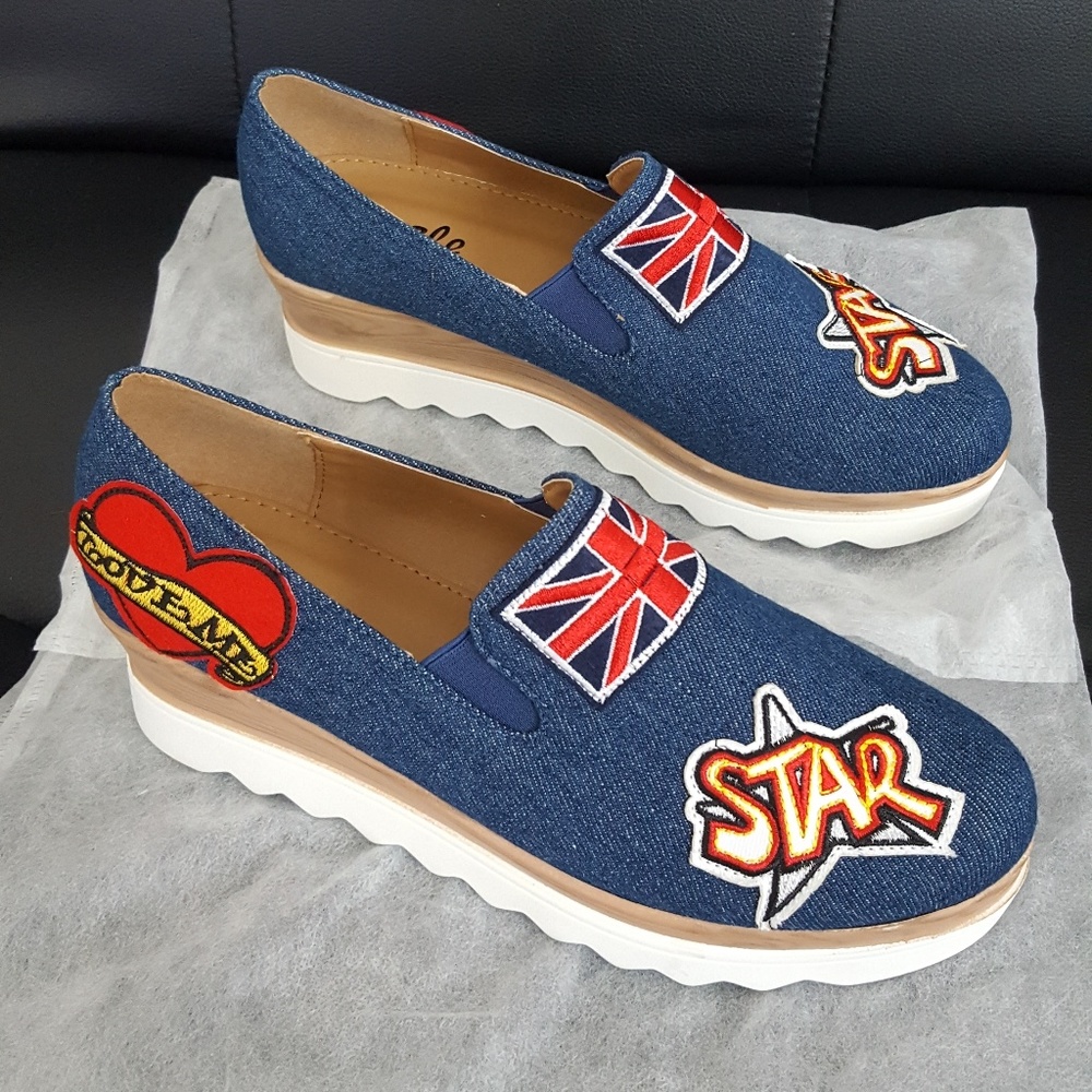 Pazzle Denim Oxford Platform Shoes, Size 8